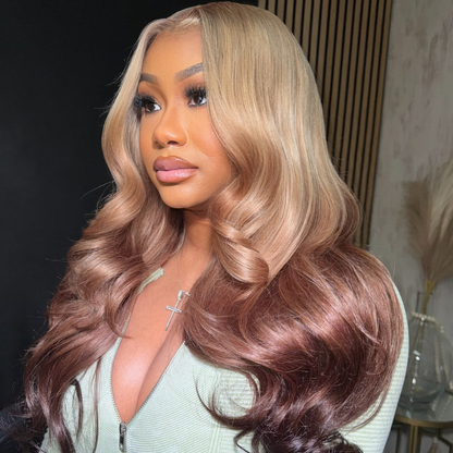 VIYA Full Size™ Glueless 13x6 HD Lace Hairstyles Three Blonde Pink Brown Loose Body Wave Pre Bleached Knots Wig