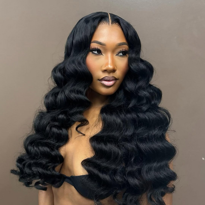 VIYA Full Size™ Glueless 5x5 HD Lace Loose Deep Wave Wig Natural Black All Pre Styled Wig