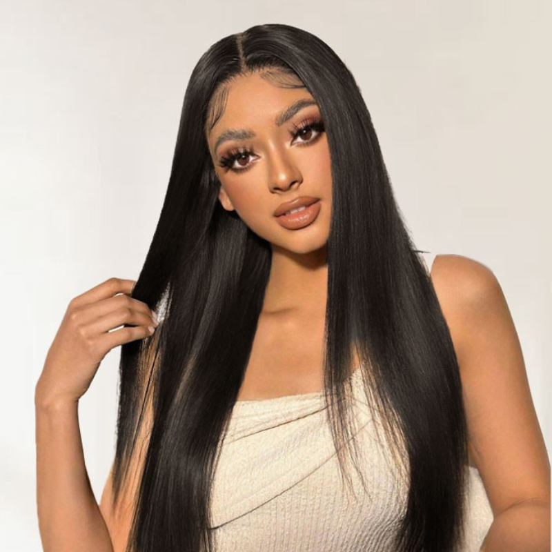 VIYA Full Size™ Glueless 13x4 HD Lace Frontal Pre Bleached Knots Straight Natural Black Wig