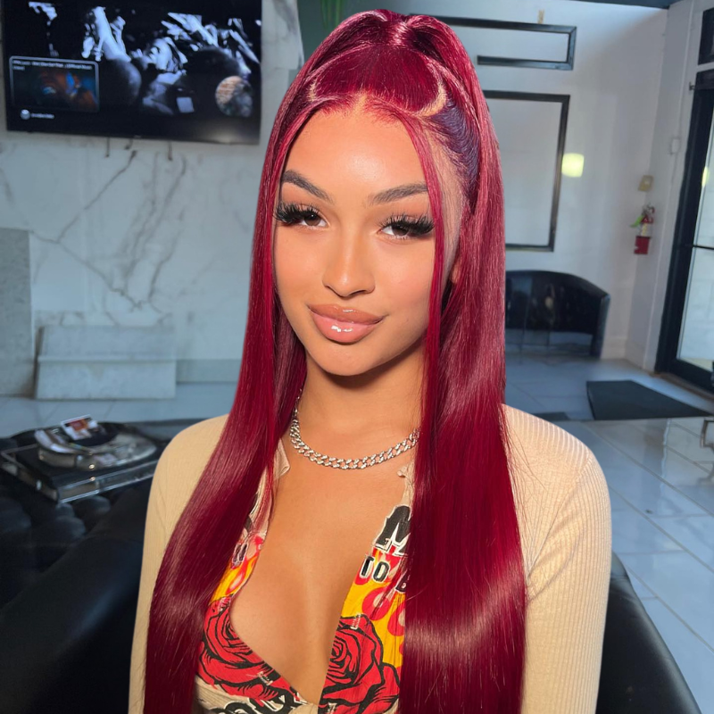VIYA 13x4 HD Lace Frontal 99J Pre Bleached Knots Straight Human Hair Wig