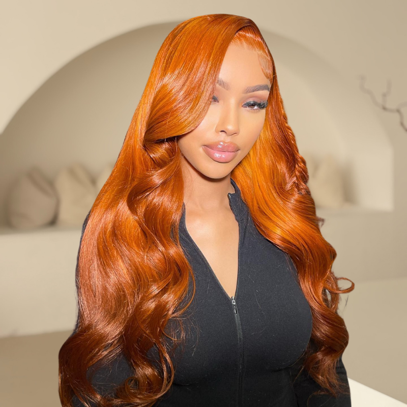 VIYA Ginger Orange Color Body Wave 13x4 HD Lace Front Human Hair Wig