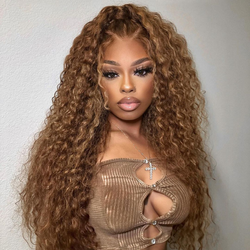 VIYA Balayage Highlight Water Wave P4/27 Color 13x6 Lace Frontal Human Hair Wig