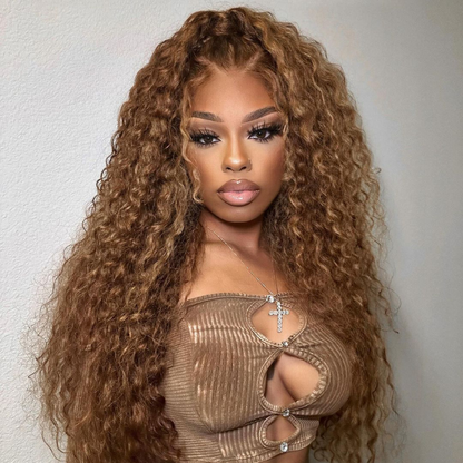 VIYA Balayage Highlight Water Wave P4/27 Color 13x6 Lace Frontal Human Hair Wig