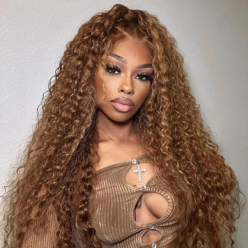 VIYA Balayage Highlight Water Wave P4/27 Color 13x6 Lace Frontal Human Hair Wig
