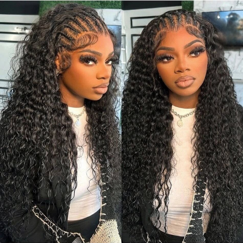 VIYA Water Wave 360 HD Lace Frontal Wig Natural Black Human Hair Pre Bleached Knots Wig