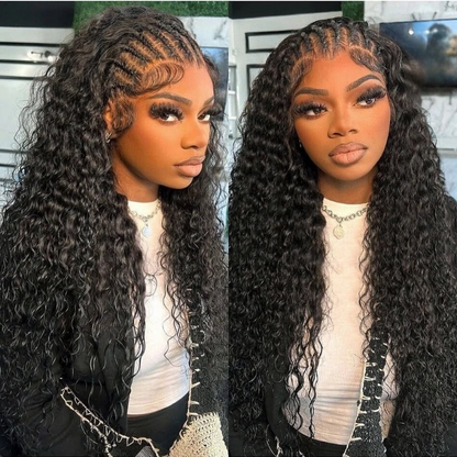 VIYA Water Wave 360 HD Lace Frontal Wig Natural Black Human Hair Pre Bleached Knots Wig