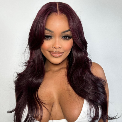 VIYA Body Wave &amp; Straight Burgundy 99J Color 13x6 HD Lace Frontal Human Hair Wig