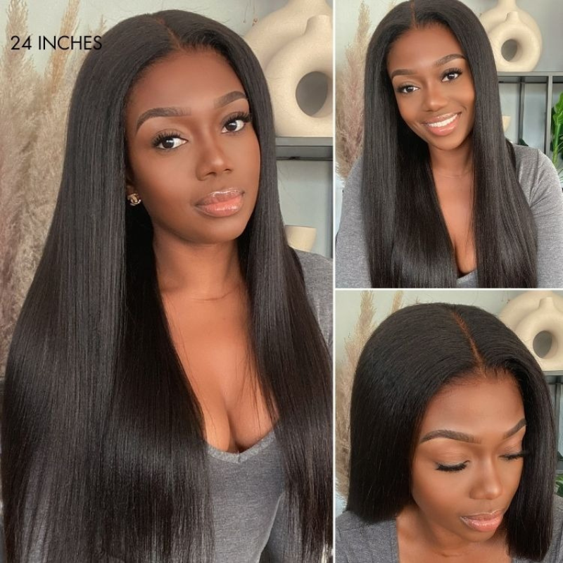 VIYA Full Size™ Glueless 5x5 HD Lace Kinky Straight Wig Natural Black All Pre Styled Wig