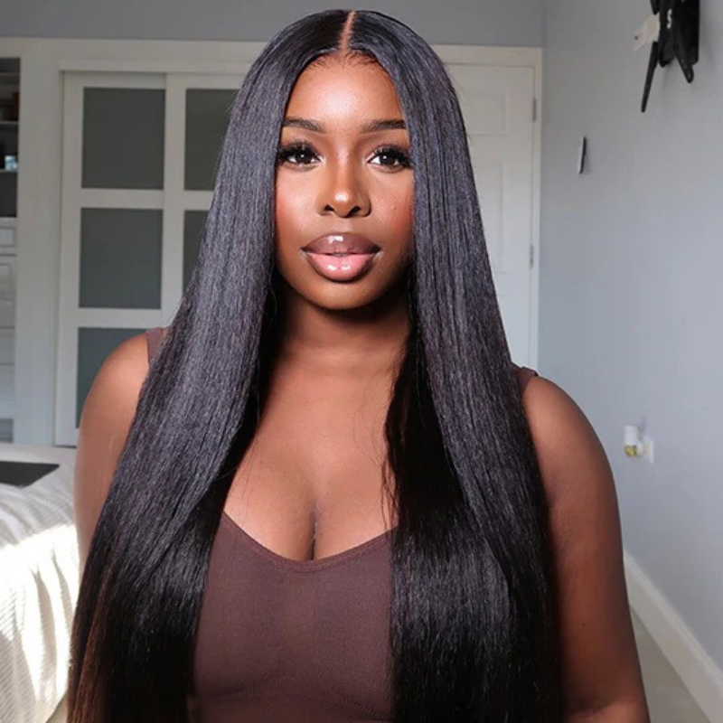 VIYA Full Size™ Glueless 5x5 HD Lace Kinky Straight Wig Natural Black All Pre Styled Wig