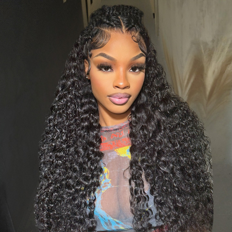 VIYA 13x4 HD Lace Frontal Deep Wave Natural Black Human Hair Pre Bleached Knots Wig