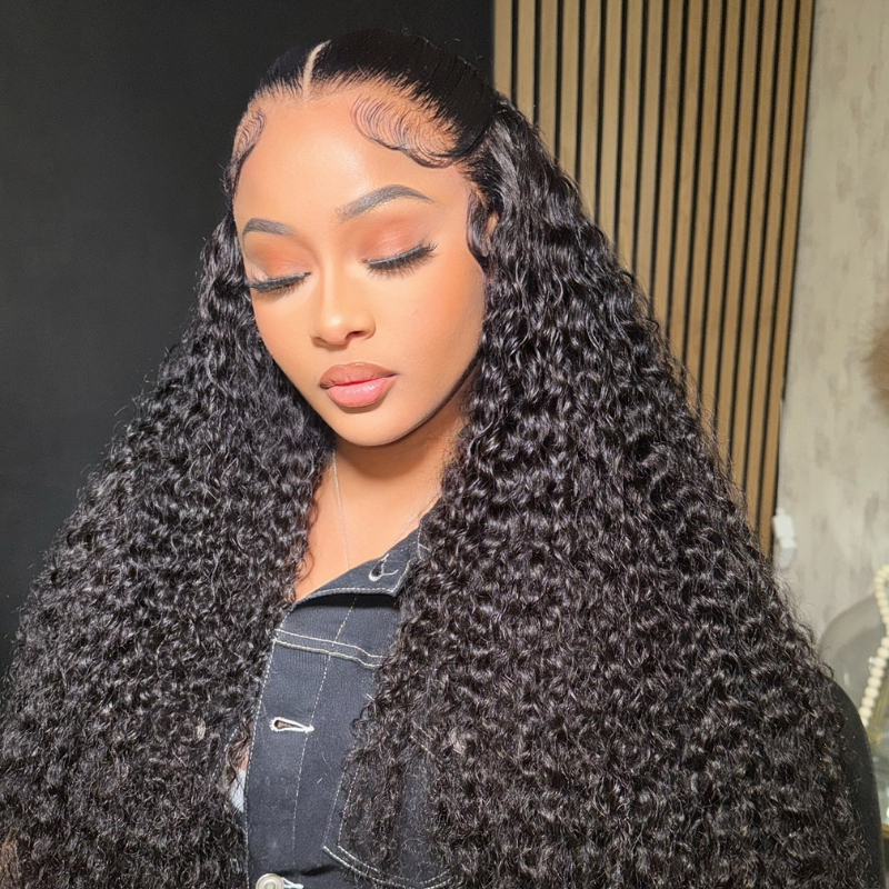 VIYA Curly 360 HD Lace Frontal Wig Natural Black Human Hair Pre Bleached Knots Wig