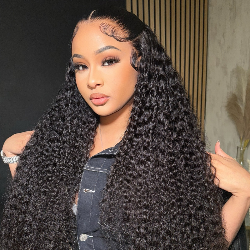 VIYA Curly 360 HD Lace Frontal Wig Natural Black Human Hair Pre Bleached Knots Wig