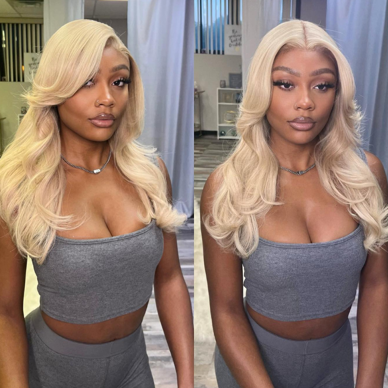 VIYA Pre Bleached Knots 13x4 HD Full Lace Frontal 613 Blonde Body Wave Human Hair Wig