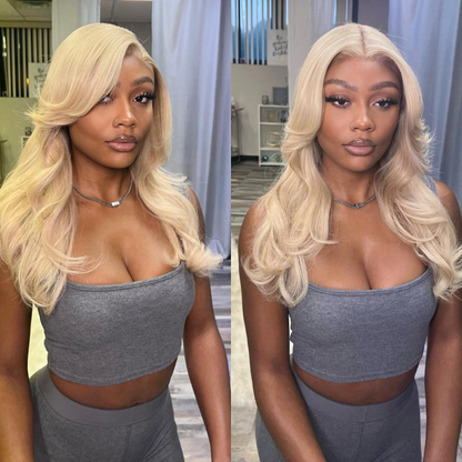 VIYA Pre Bleached Knots 13x4 HD Full Lace Frontal 613 Blonde Body Wave Human Hair Wig