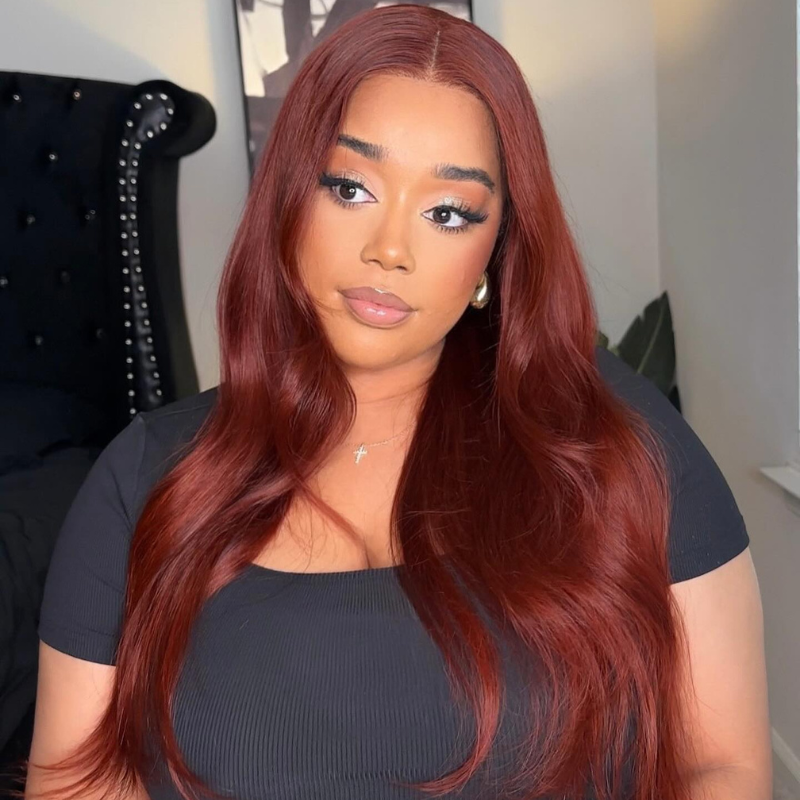 VIYA Full Size™ 5x5 HD Lace Auburn Red Color Loose Body Wave All Pre Styled Wig