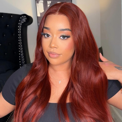 VIYA Full Size™ 5x5 HD Lace Auburn Red Color Loose Body Wave All Pre Styled Wig