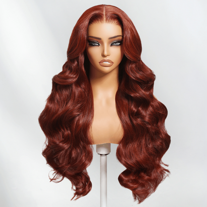 VIYA Full Size™ 5x5 HD Lace Auburn Red Color Loose Body Wave All Pre Styled Wig