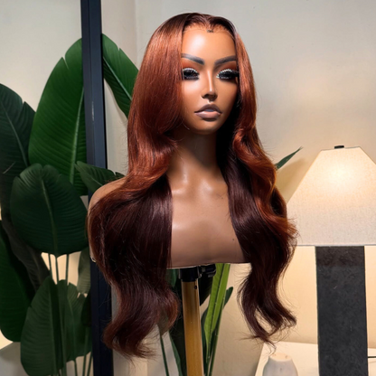 VIYA 13x6 HD Lace Frontal Auburn Red Color Body Wave &amp; Straight Pre Bleached Knots Wig