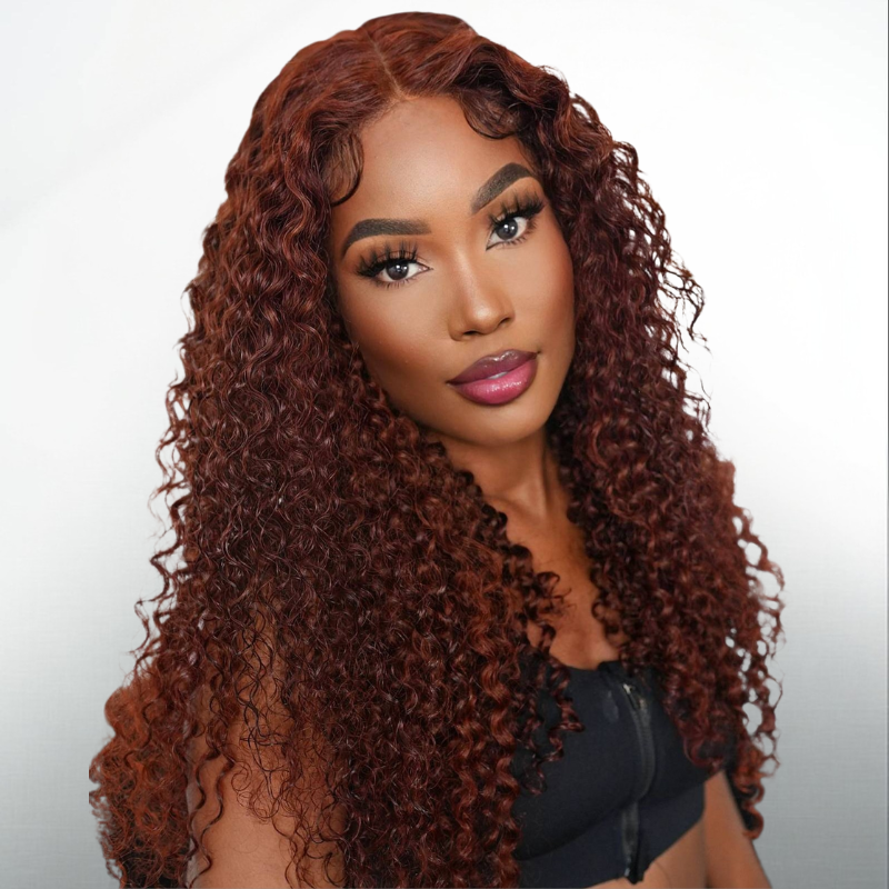 VIYA Full Size™  Curly Auburn Red 13x6 HD Lace Frontal Human Hair All Pre Styled Wig