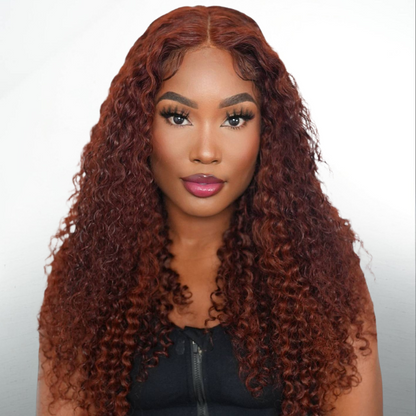 VIYA Full Size™  Curly Auburn Red 13x6 HD Lace Frontal Human Hair All Pre Styled Wig