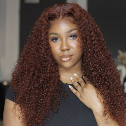 VIYA Full Size™  Curly Auburn Red 13x6 HD Lace Frontal Human Hair All Pre Styled Wig