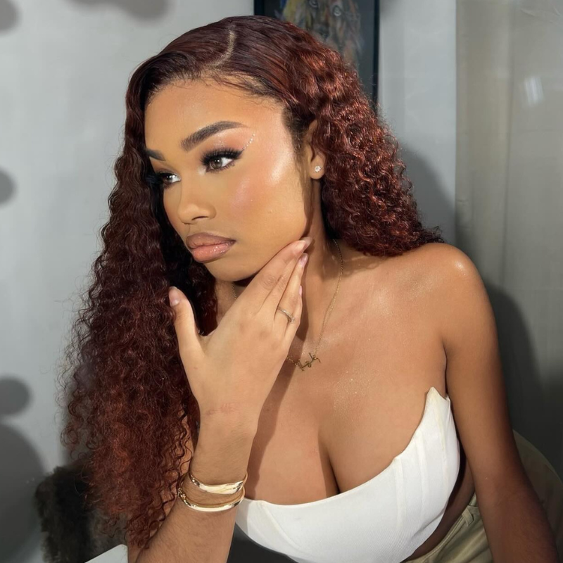 VIYA Full Size™  Curly Auburn Red 13x6 HD Lace Frontal Human Hair All Pre Styled Wig
