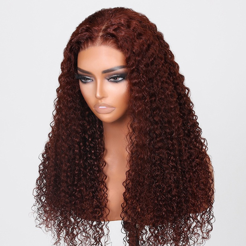 VIYA Full Size™  Curly Auburn Red 13x6 HD Lace Frontal Human Hair All Pre Styled Wig