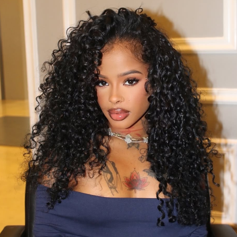 VIYA Spiral Deep Wave 13x6 HD Lace Frontal Natural Black Human Hair Wig