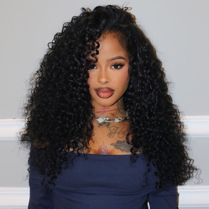 VIYA Spiral Deep Wave 13x6 HD Lace Frontal Natural Black Human Hair Wig