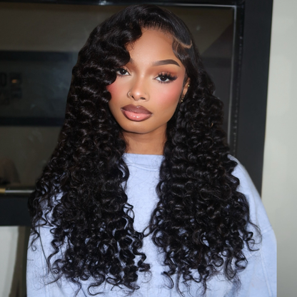 VIYA Spiral Deep Wave 13x6 HD Lace Frontal Natural Black Human Hair Wig