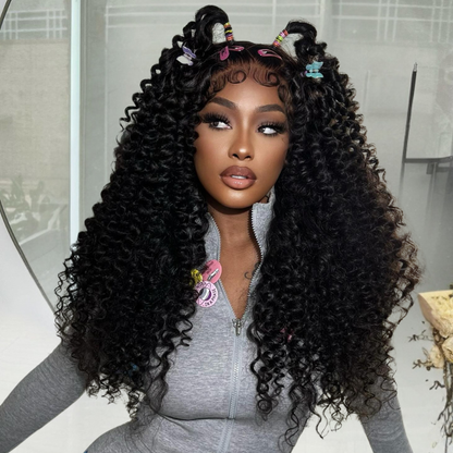 VIYA Spiral Deep Wave 13x6 HD Lace Frontal Natural Black Human Hair Wig