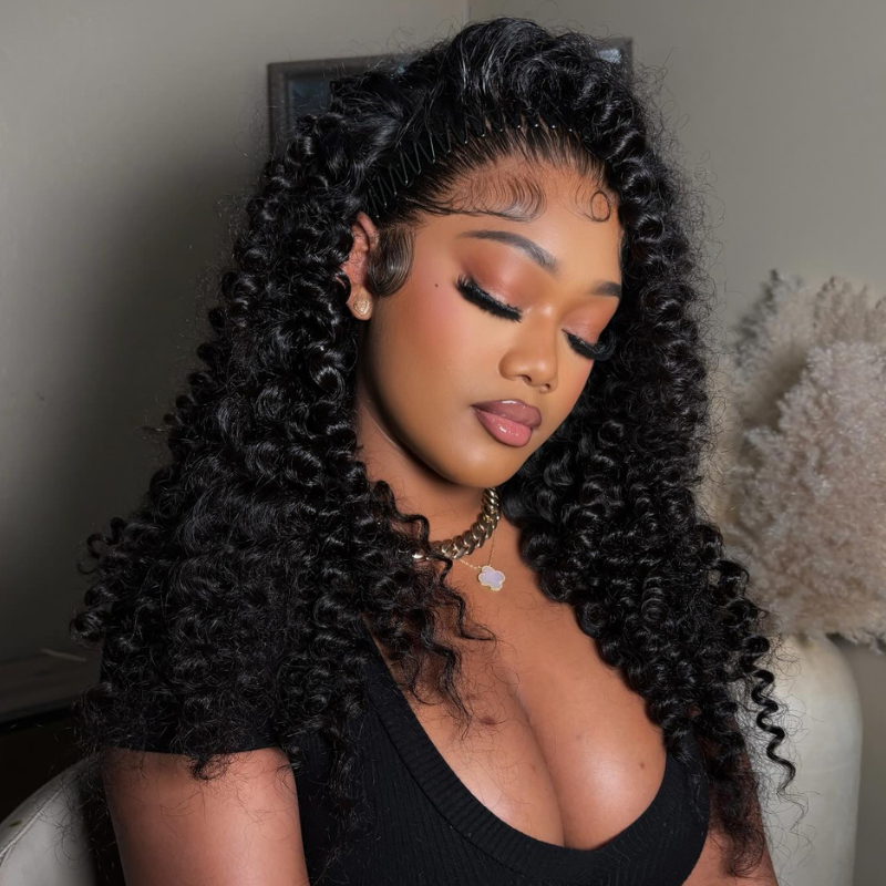 VIYA Full Size™ Spiral Deep Wave 13x4 HD Lace Frontal Human Hair All Pre Styled Wig