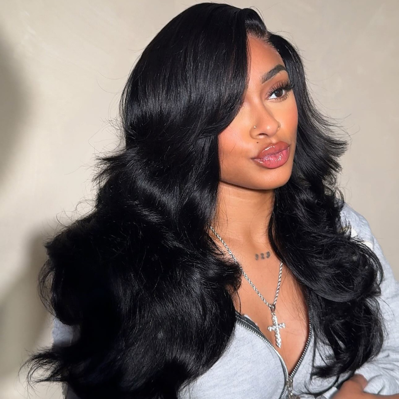 VIYA Full Size™ Glueless 13x6 HD Lace Frontal Pre Bleached Knots Body Wave Natural Black Wig
