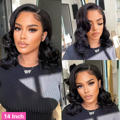 VIYA Body Wave 13x4 Full Lace Frontal Natural Black Bob Human Hair Wigs