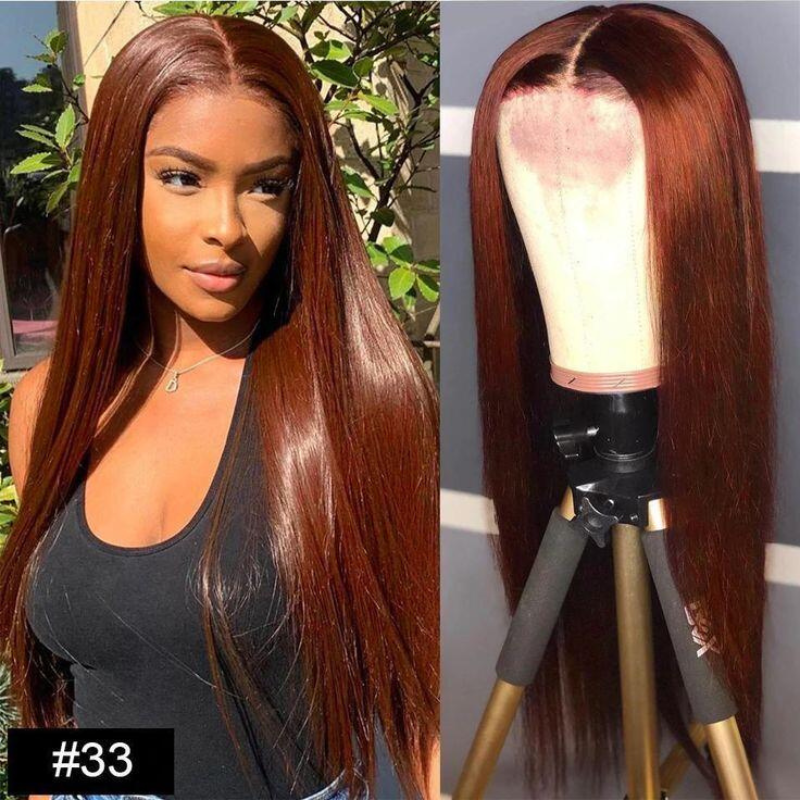 VIYA Auburn Red Color Full Size™ Glueless 13x6 HD Lace Frontal Straight Pre Bleached Knots Wig
