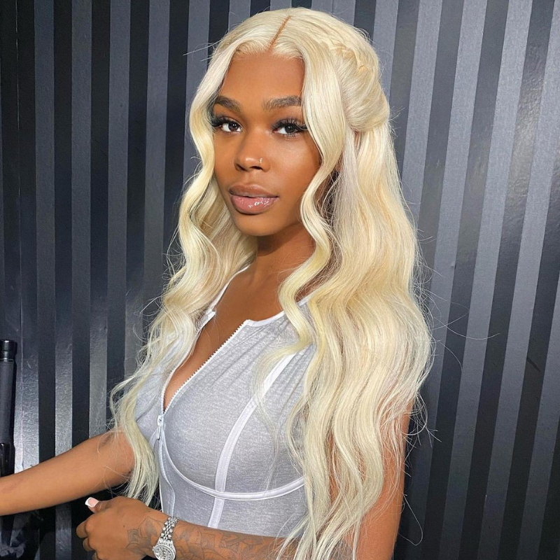 VIYA Pre Bleached Knots 13x4 HD Full Lace Frontal 613 Blonde Body Wave Human Hair Wig