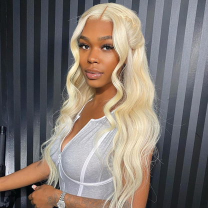 VIYA Pre Bleached Knots 13x4 HD Full Lace Frontal 613 Blonde Body Wave Human Hair Wig