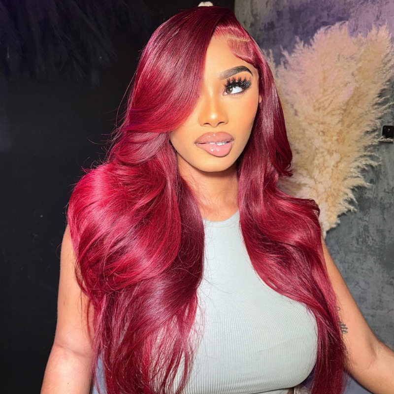 VIYA 13x4/13x6 HD Full Lace Frontal Pre Bleached Knots 99J Loose Body Wave Human Hair Wigs