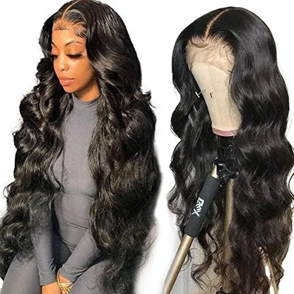 VIYA Full Size™ Glueless 13x4 HD Lace Frontal Pre Bleached Knots Loose Body Wave Natural Black Wig