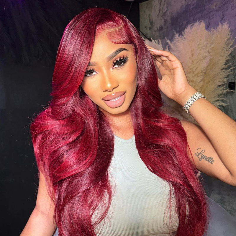 VIYA 13x4/13x6 HD Full Lace Frontal Pre Bleached Knots 99J Loose Body Wave Human Hair Wigs