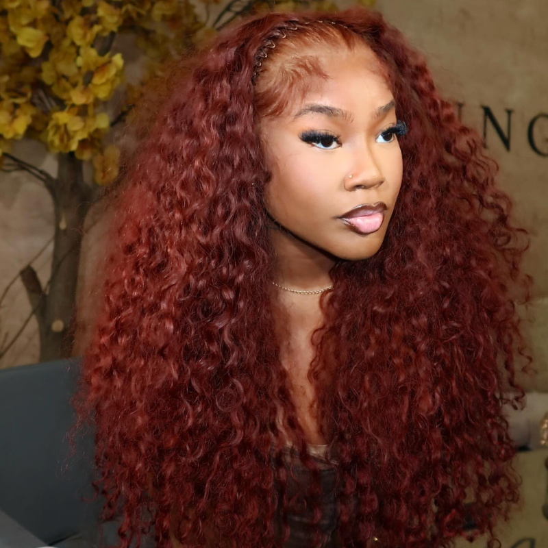 VIYA Full Size™ 13x6 HD Lace Frontal Auburn Red Color Water Wave All Pre Styled Wig