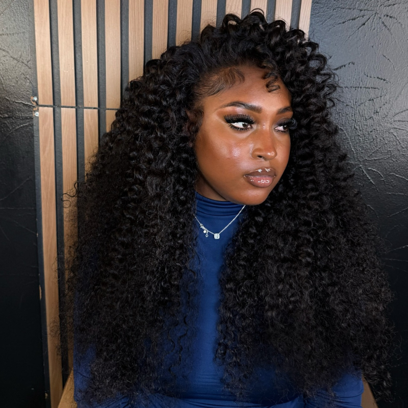 VIYA 13x4 HD Lace Frontal Spiral Deep Wave Natural Black Human Hair Wig