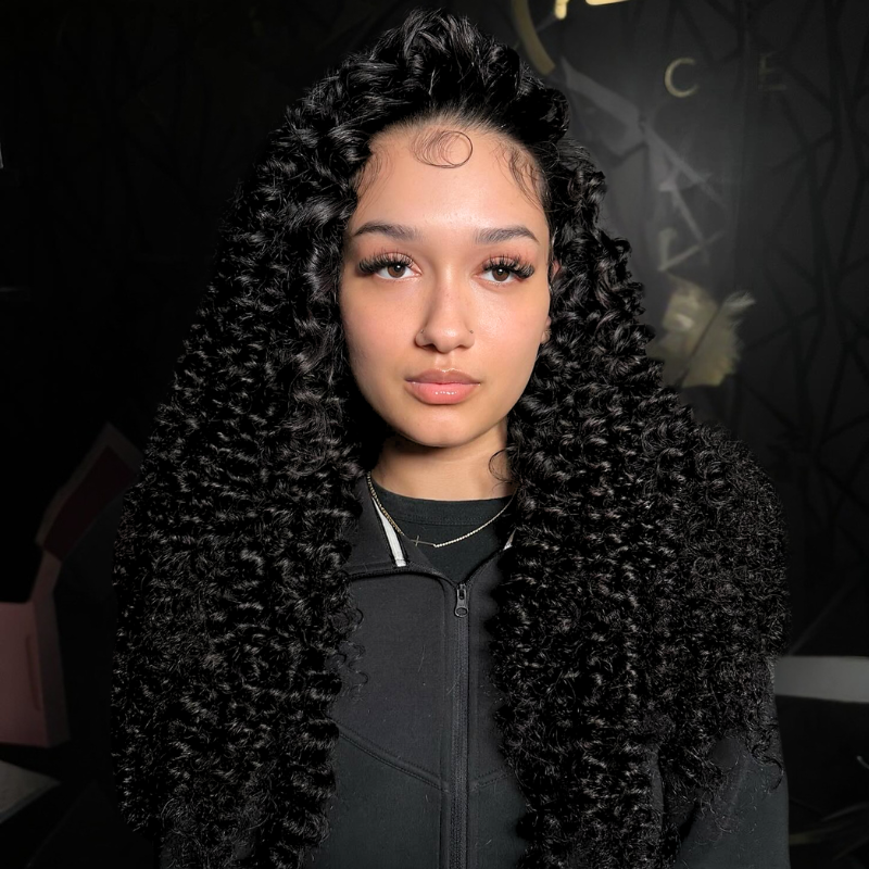 VIYA 13x4 HD Lace Frontal Spiral Deep Wave Natural Black Human Hair Wig