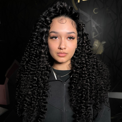 VIYA 13x4 HD Lace Frontal Spiral Deep Wave Natural Black Human Hair Wig