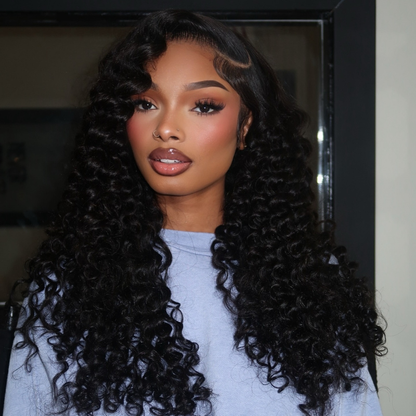 VIYA Full Size™ Glueless 5x5 HD Lace Spiral Deep Wave Wig Natural Black All Pre Styled Wig