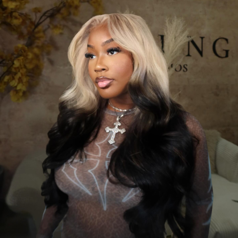 VIYA Full Size™ 13x6 HD Lace Frontal 613/1B Blonde Ombre Color Loose Body Wave Wig