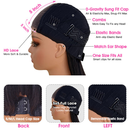 VIYA Full Size™ Glueless 5x5 HD Lace Loose Deep Wave Wig Natural Black All Pre Styled Wig
