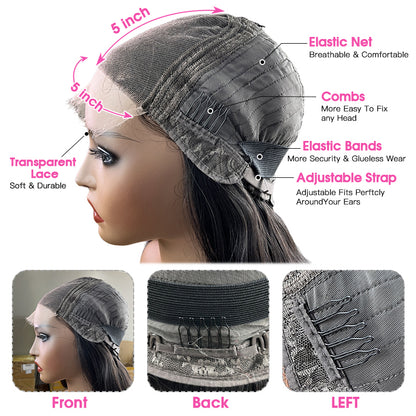 VIYA 5 PCS 5x5 Transparent Lace Closure All Pre Styled Natural Black Wig Wholesale Package Deal