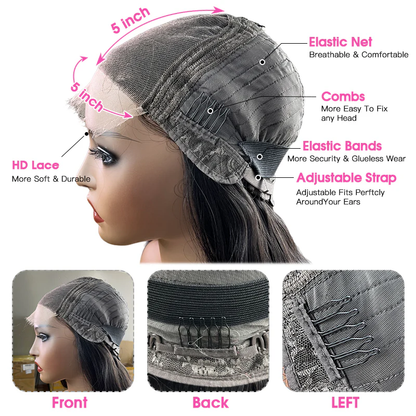 VIYA 6 PCS 5x5 HD Lace Closure All Pre Styled Natural Black Wig Wholesale Package Deal