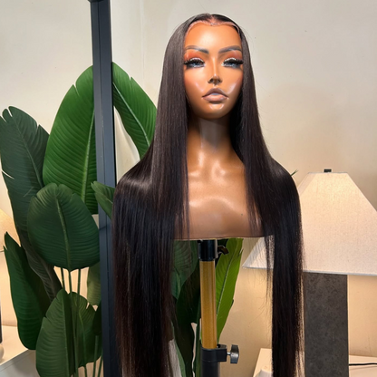 VIYA 5x5 HD Lace Closure Straight Wig Natural Black Human Hair Pre Bleached Knots Wig